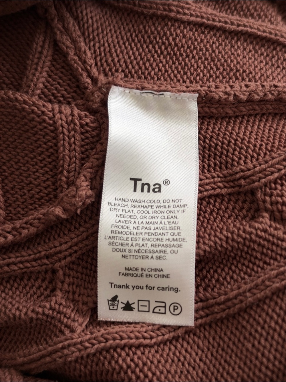 Aritzia Tna Clay Cotton Cable Knit Cropped V-Neck Sweater - Picture 4 of 12